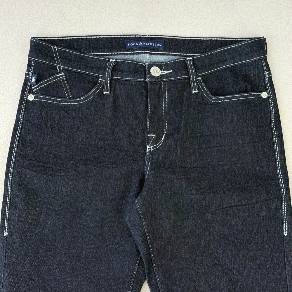 Rock & Republic Kasandra Bootcut Jeans Womens 12L Dark Wash Mid Rise Western Y2K - Picture 2 of 12